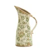 Nearly Natural Home Decor>10” Tuscan Ceramic Green Scroll Pitcher Vase - Sweet Water Decor