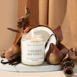 Sweet Water Decor Candles|9 Oz Clear Jars>Cashmere and Vanilla - 9 oz