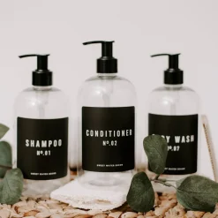 Sweet Water Decor Soap Dispensers>Clear Plastic Bath and Shower Set of 3 - 16 oz