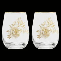 Sweet Water Decor Drinkware>Delft stemless Wine Glass - Set of 2