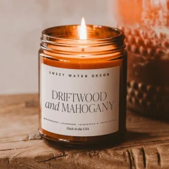 Sweet Water Decor Candles|9 Oz Amber Jars>Driftwood and Mahogany - 9 oz