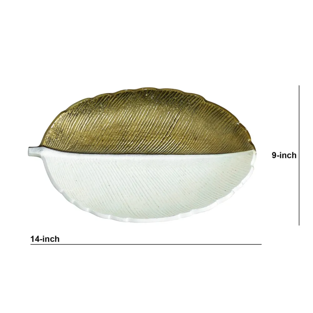 Nearly Natural Home Decor>Gold and White Leaf Decorative Accent