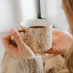 Sweet Water Decor Drinkware>Gold Leaves 14 oz Mug