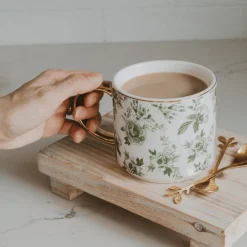 Sweet Water Decor Drinkware>Green Delft 14 oz Mug