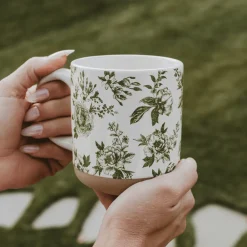 Sweet Water Decor Drinkware>Green Delft 14 oz Mug