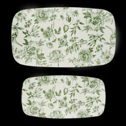 Sweet Water Decor Trays & Ring Dishes|Kitchen>Green Delft Trays - Set of 2