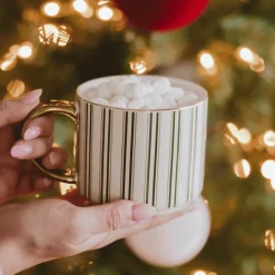 Sweet Water Decor Drinkware>Green Stripe 14 oz Mug