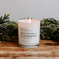 Sweet Water Decor Candles|11 Oz White Jars>Hot Cocoa and Peppermint - 11 oz