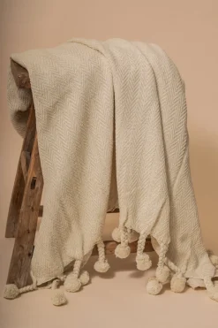 Shoppe At The Avenue Home Decor|Blankets>Leslie Throw Blanket - Cream