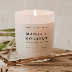 Sweet Water Decor Candles|11 Oz White Jars>Mango and Coconut - 11 oz