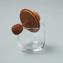 White Cliff Studio Kitchen>Mini Teak and Glass Honey Jar