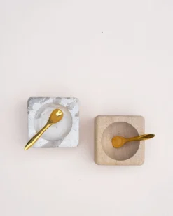 Shoppe At The Avenue Kitchen|Home Decor>Sandstone Pinch Pots with Brass Spoons