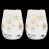 Sweet Water Decor Drinkware>Snowflakes stemless Wine Glass - Set of 2