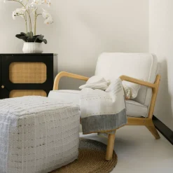 CG Hunter Home Decor>Square Striped Woven Ottoman Pouf - Sweet Water Decor