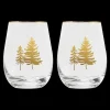 Sweet Water Decor Drinkware>Trees stemless Wine Glass - Set of 2