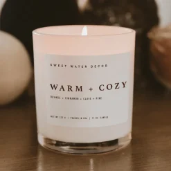 Sweet Water Decor Candles|11 Oz White Jars>Warm and Cozy - 11 oz